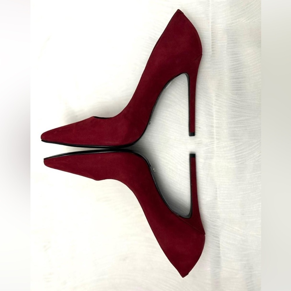 SCHUTZ Gilberta Burgundy Suede Heel Pointed Toe Pumps in Rubi Wine - Size 8 - Picture 5 of 8